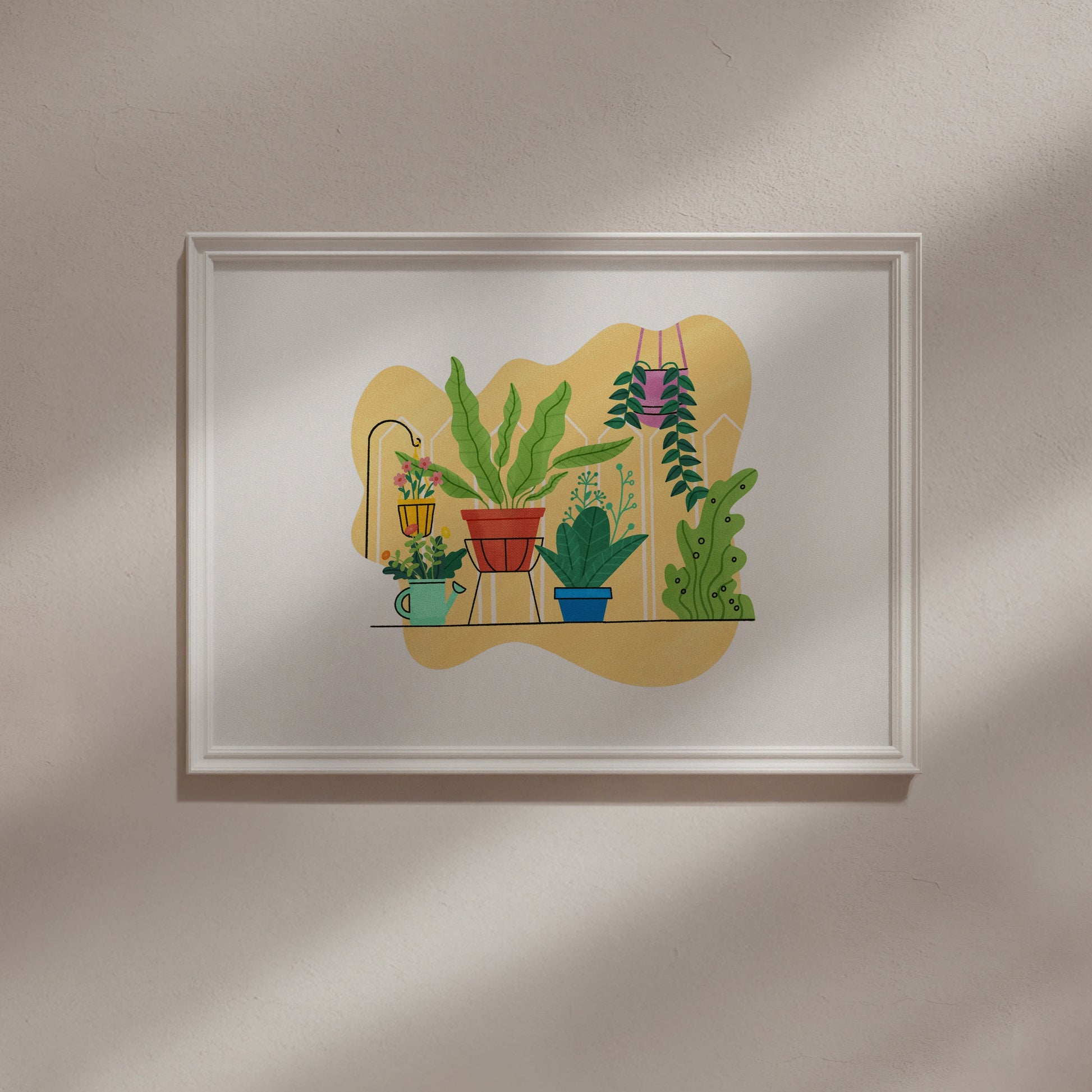 Bright and colorful illustration of plants in pots, reflecting a vibrant Summer Garden theme. Perfect for home decor.